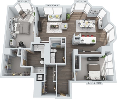 Westmoreland Floor Plan at Clayton On The Park, Clayton, MO, 63105